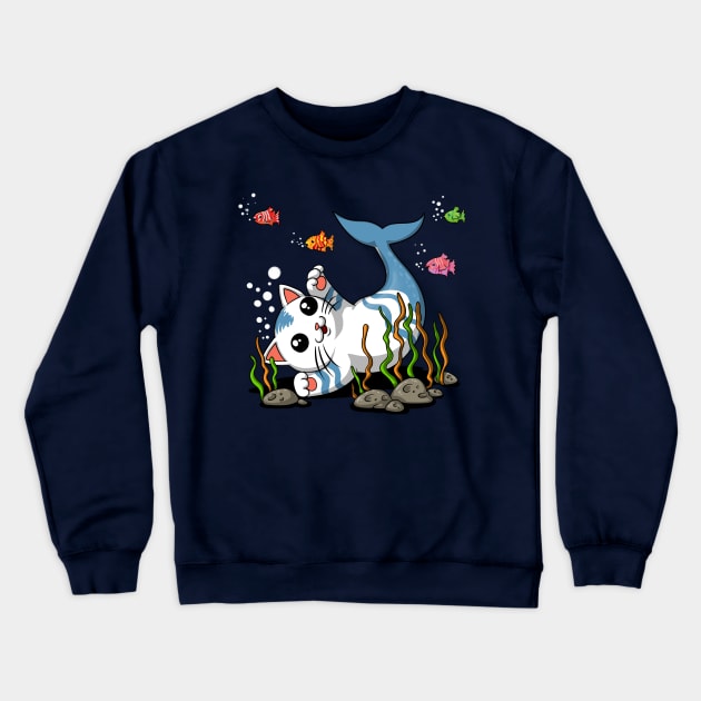 Cat Mermaid Crewneck Sweatshirt by underheaven